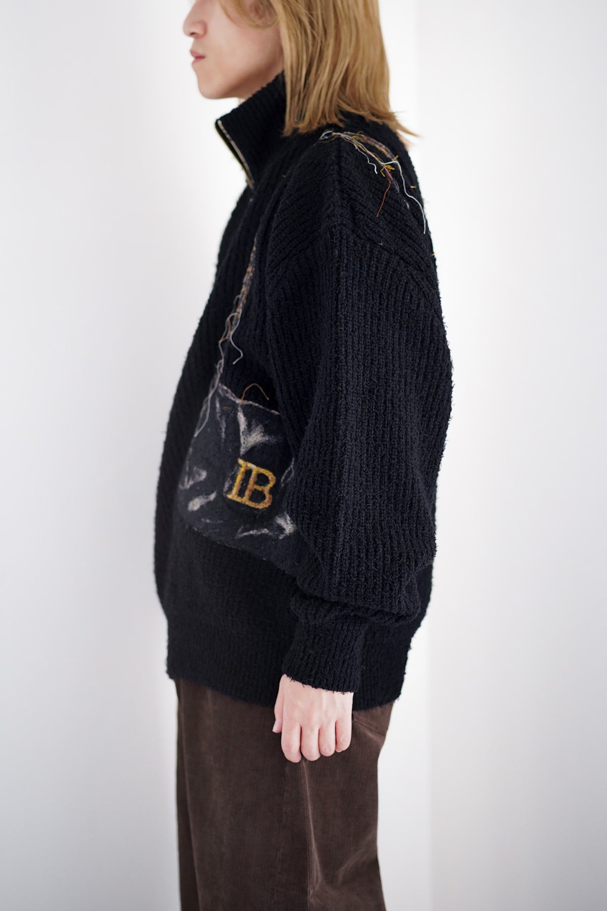 TROMPE L’OEIL EMBROIDERY HALF ZIP KNIT