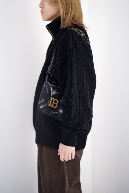 TROMPE L’OEIL EMBROIDERY HALF ZIP KNIT