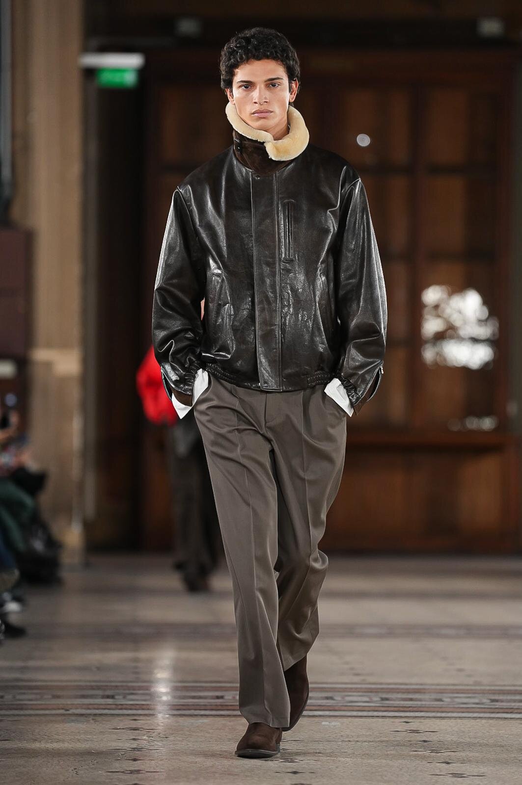 MOUTON COLLAR CALF ZIP JACKET