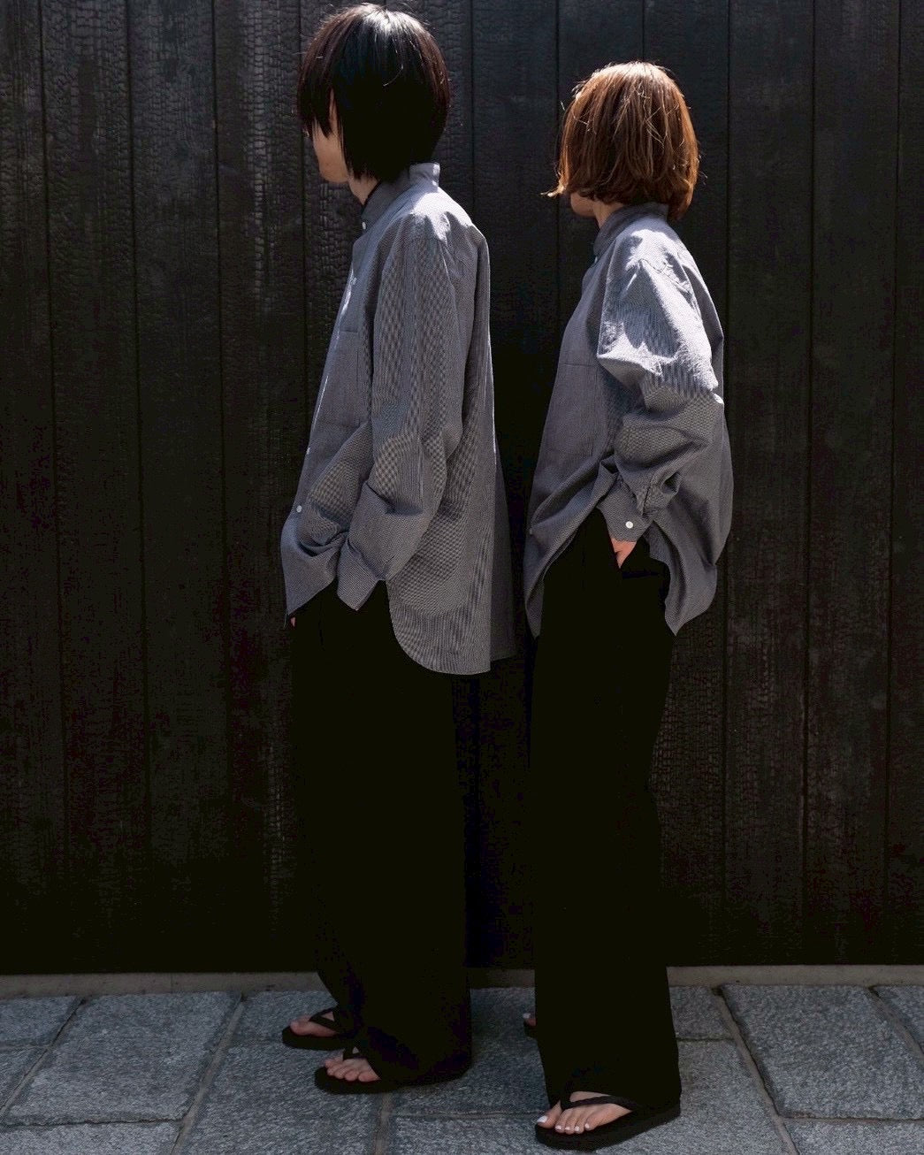 LIGHT SEERSUKER HANDMADE FRINGE MAO COLLAR SHIRT