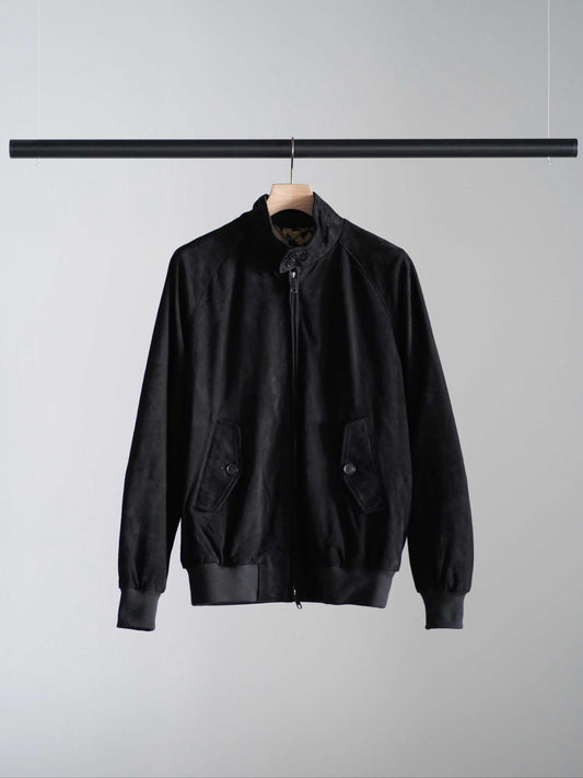 BARACUTA / G9 SUEDE LEATHER HARRINGTON JACKET) - S / BLACK