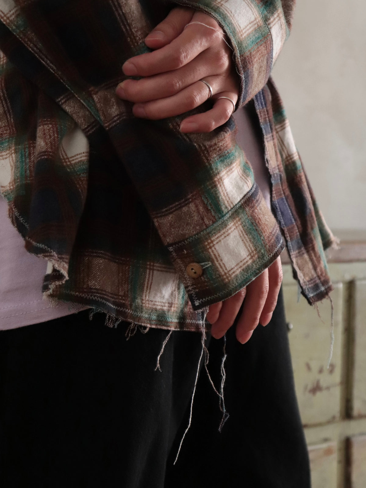 cut off collar work shirt