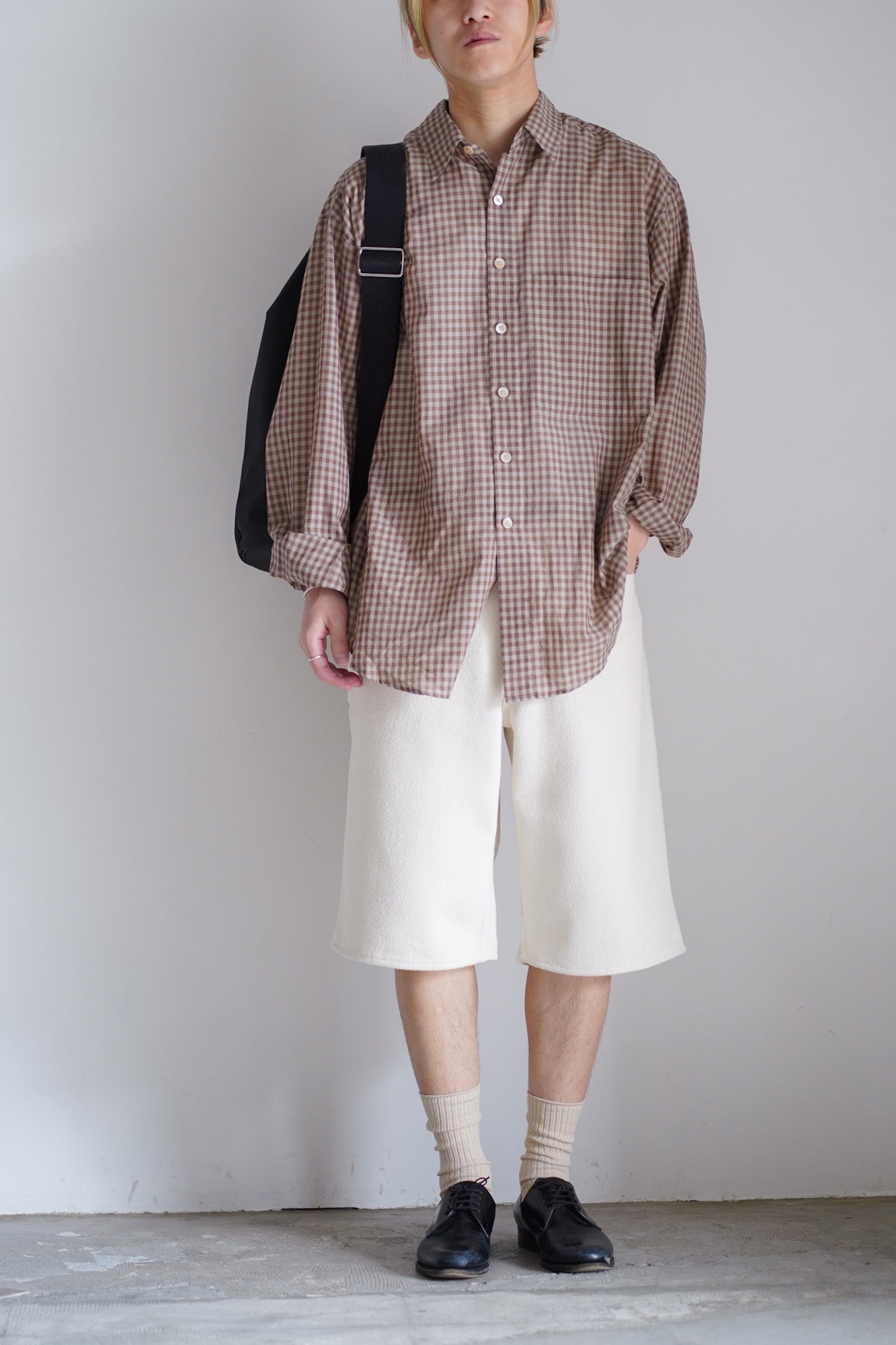 SILK NEP DENIM 5P WIDE SHORTS