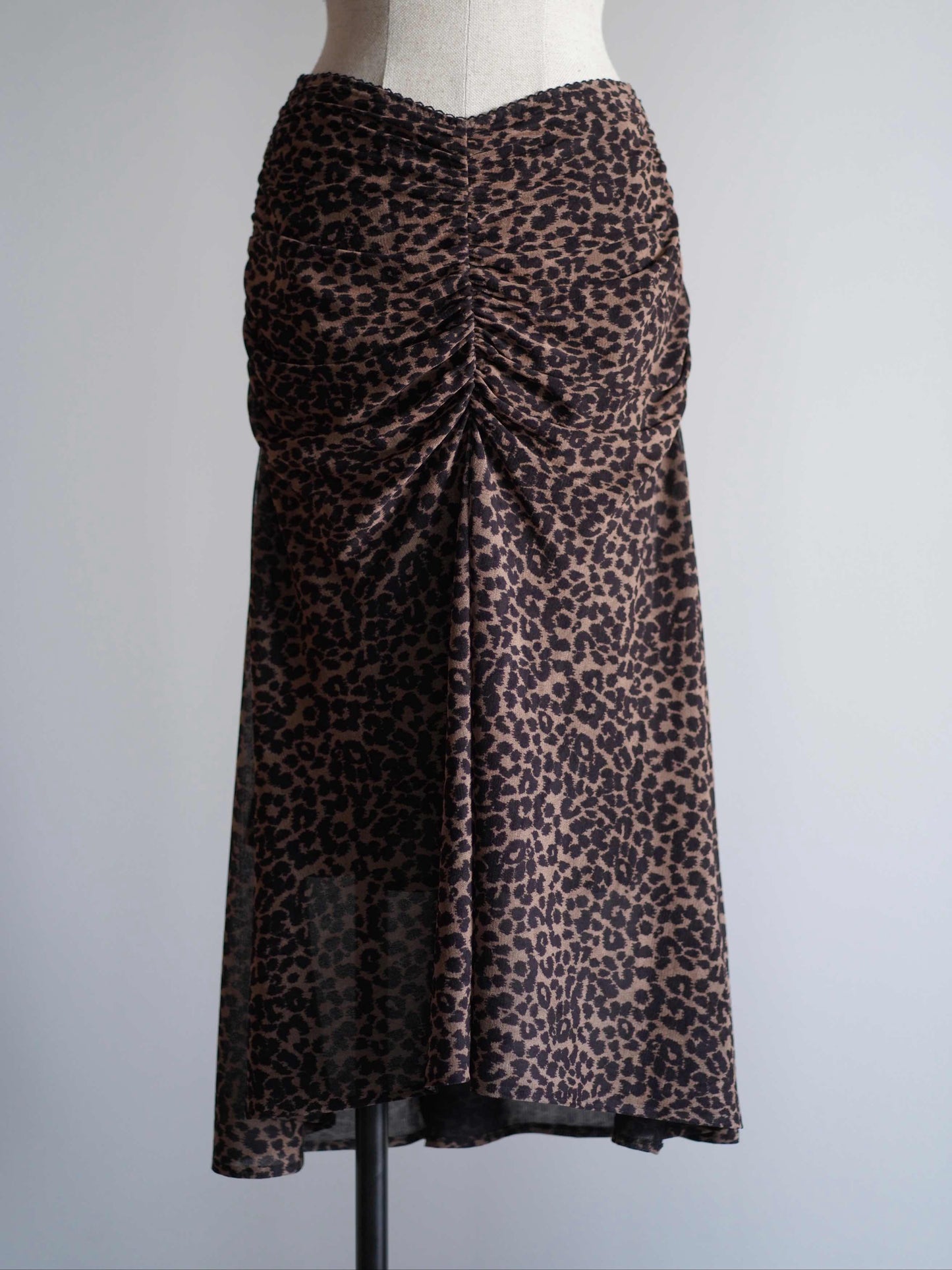 Printed velvet tulle gathered skirt