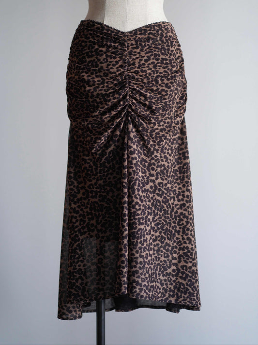 Printed velvet tulle gathered skirt