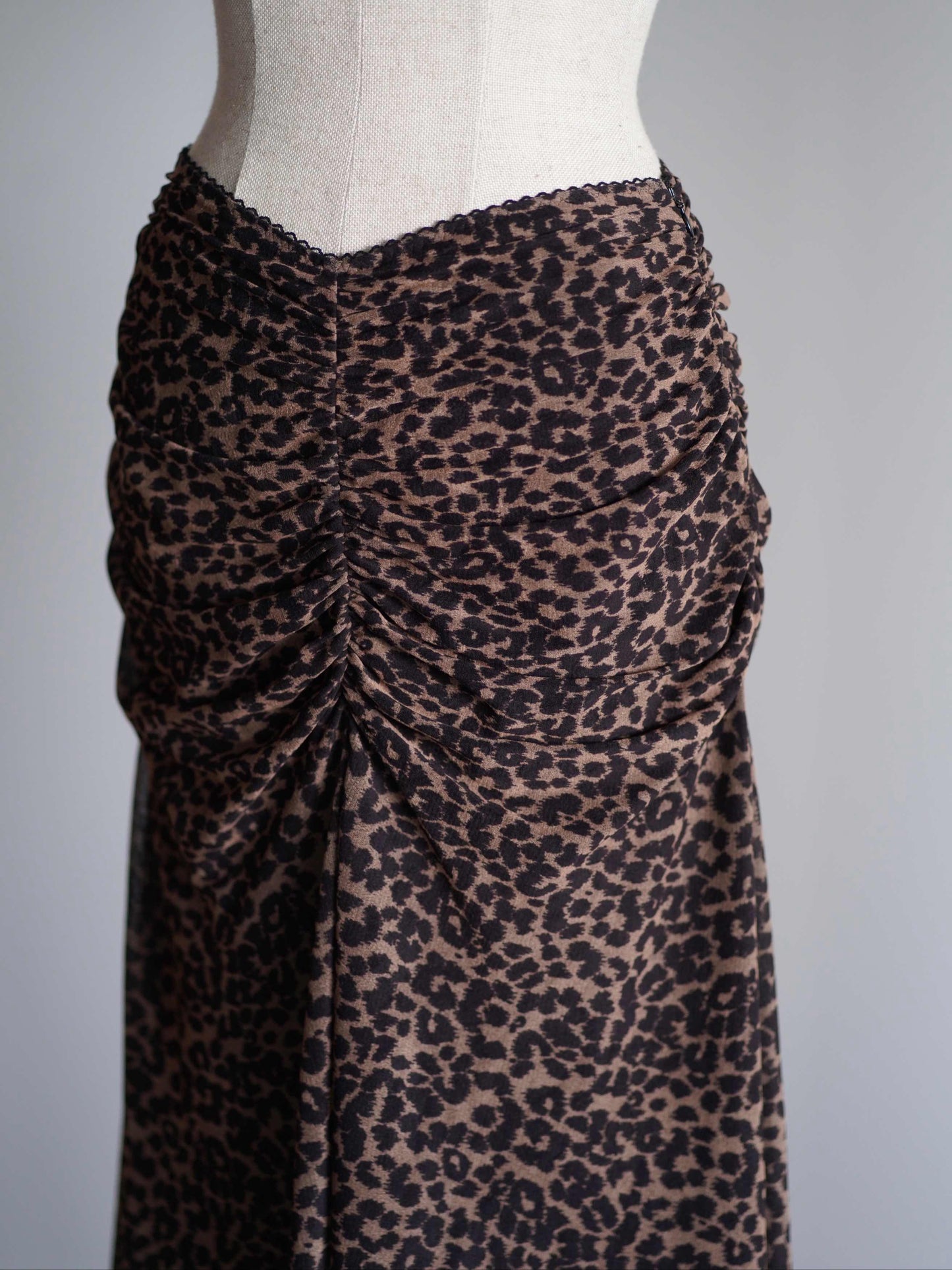 Printed velvet tulle gathered skirt