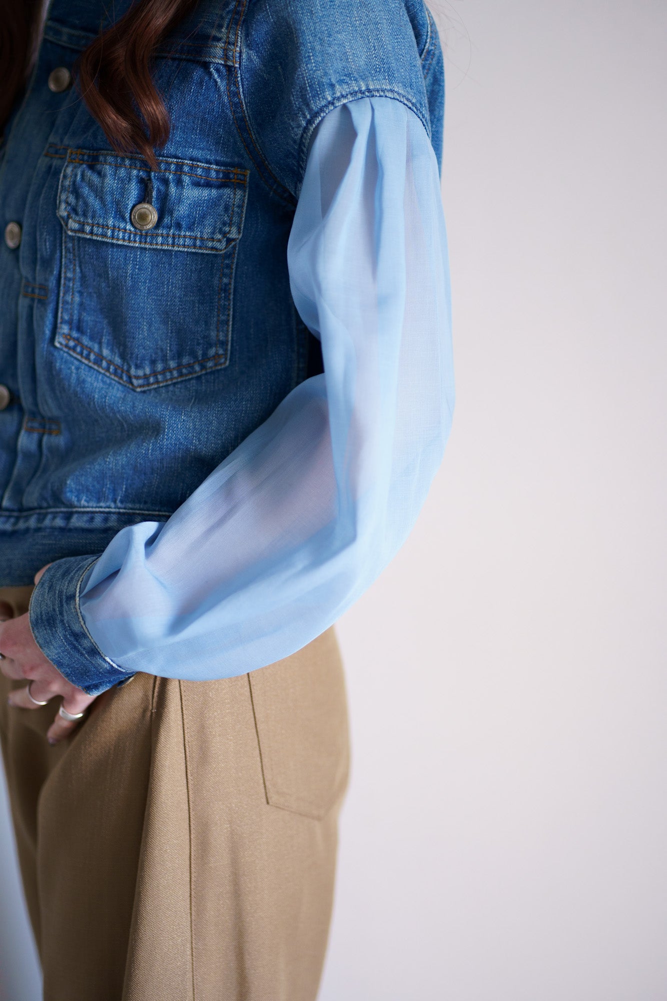 BALLOON SLEEVE DENIM JACKET TYPE 2 / REGULAR FIT(SHEER SLEEVE)