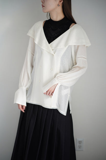 LACE JACQUARD SAILOR COLLAR BLOUSE