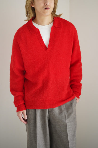 BABY SURI ALPACA SHEER KNIT SKIPPER POLO
