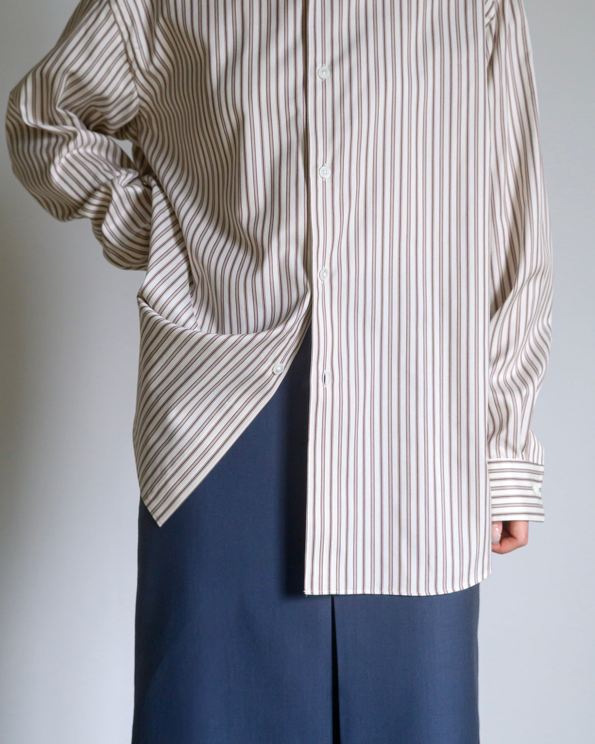 COTTON SILK STRIPE SHIRT