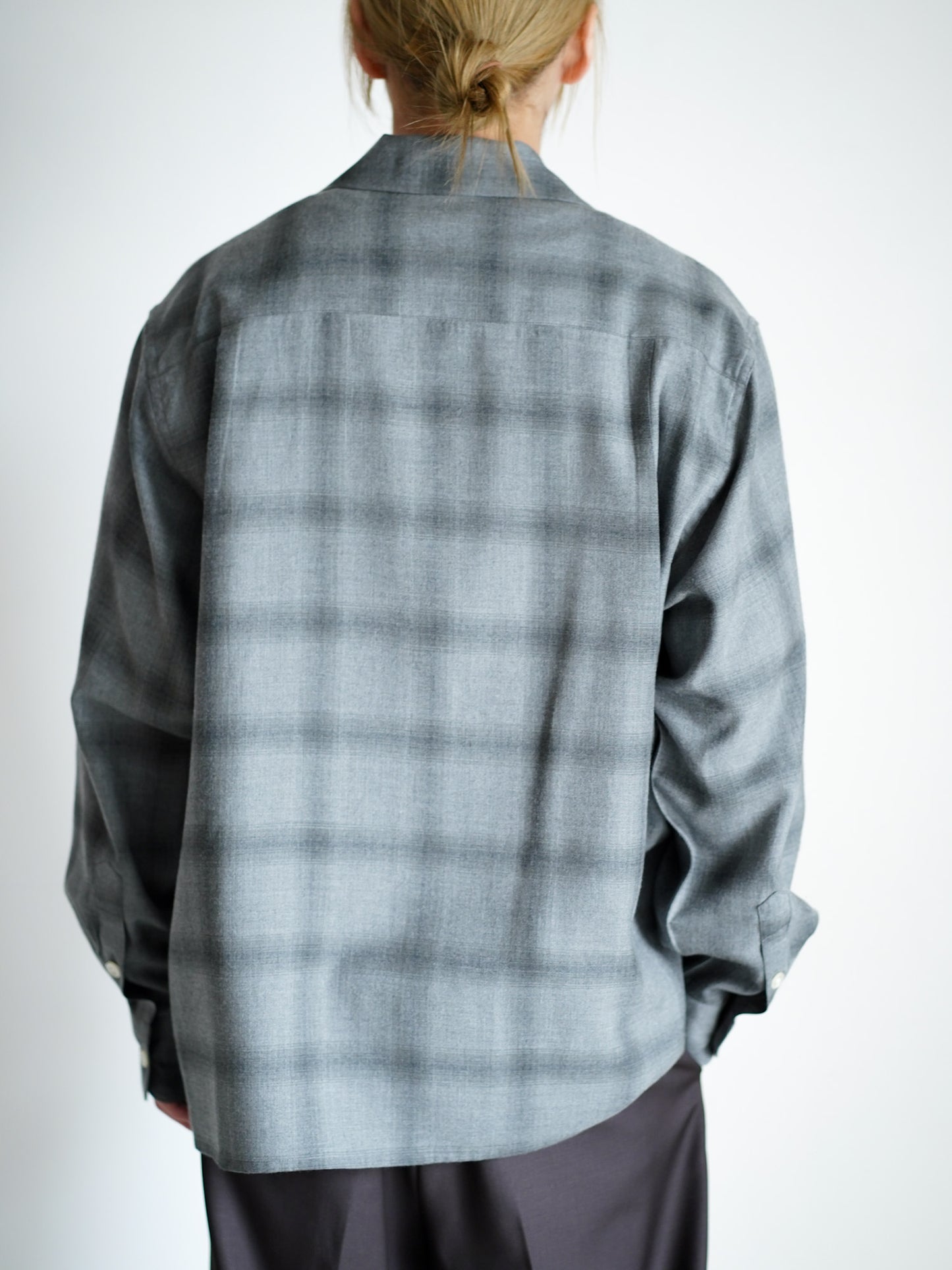 OMBRE CHECK OPEN COLLAR SHIRT L/S