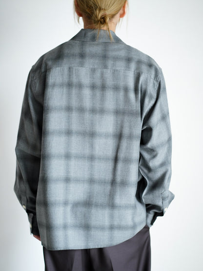 OMBRE CHECK OPEN COLLAR SHIRT L/S