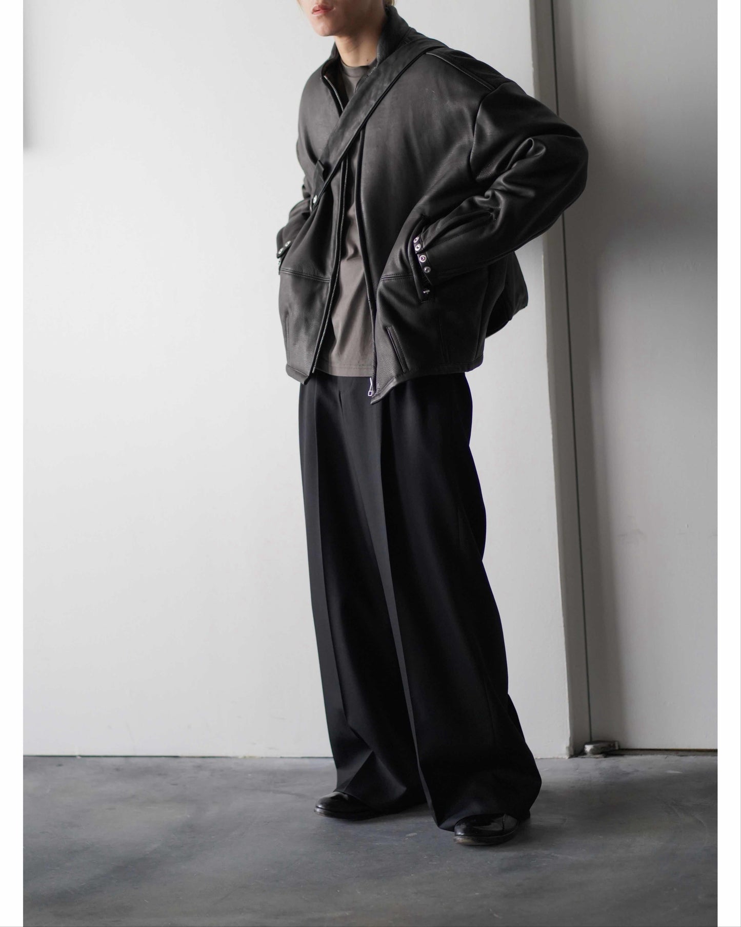 PADDED LEATHER BLOUSON