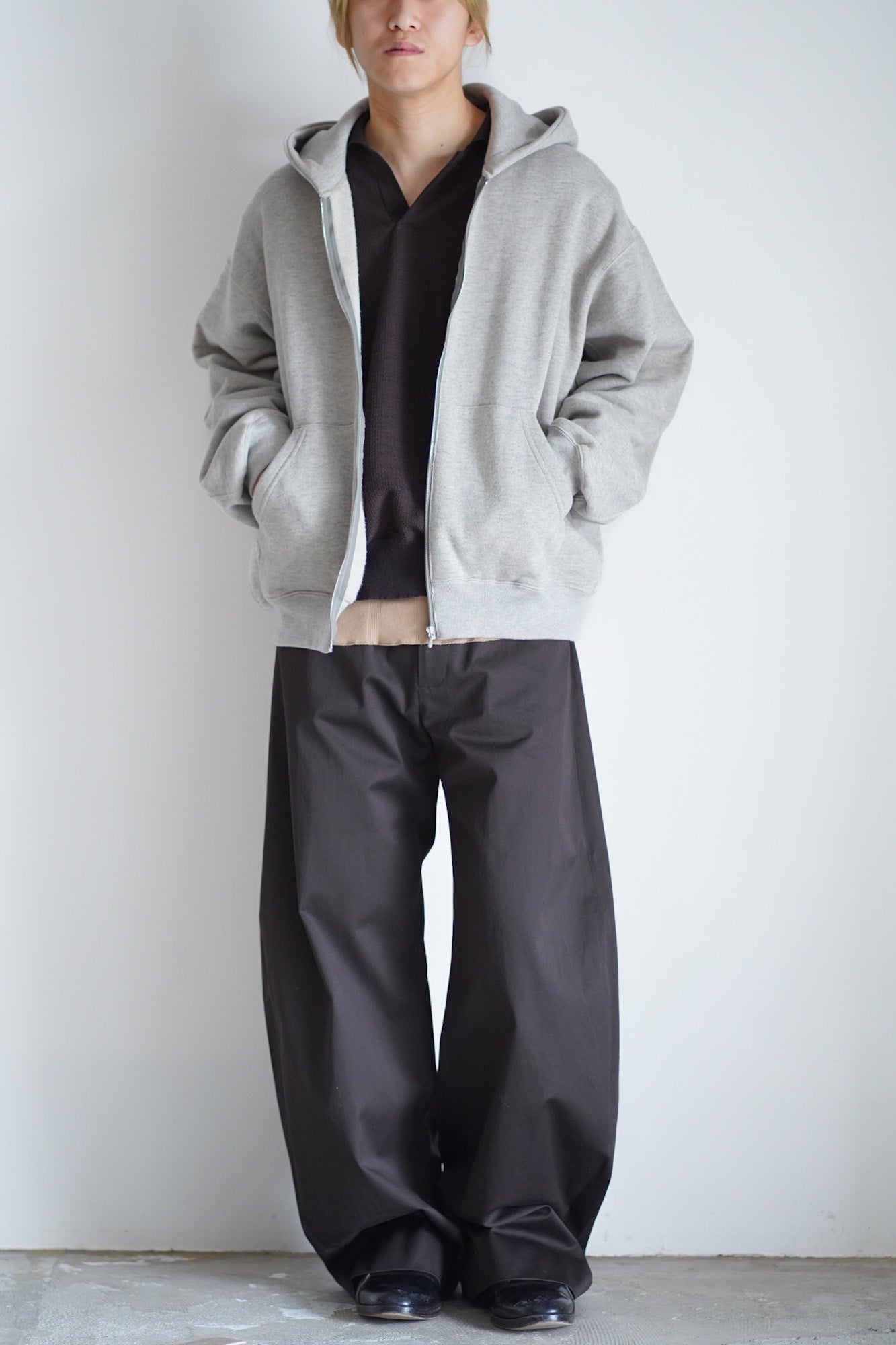 COTTON CASHMERE SWEAT ZIP HOODY