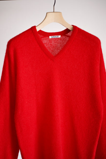 BABY SURI ALPACA SHEER KNIT V-NECK P/O