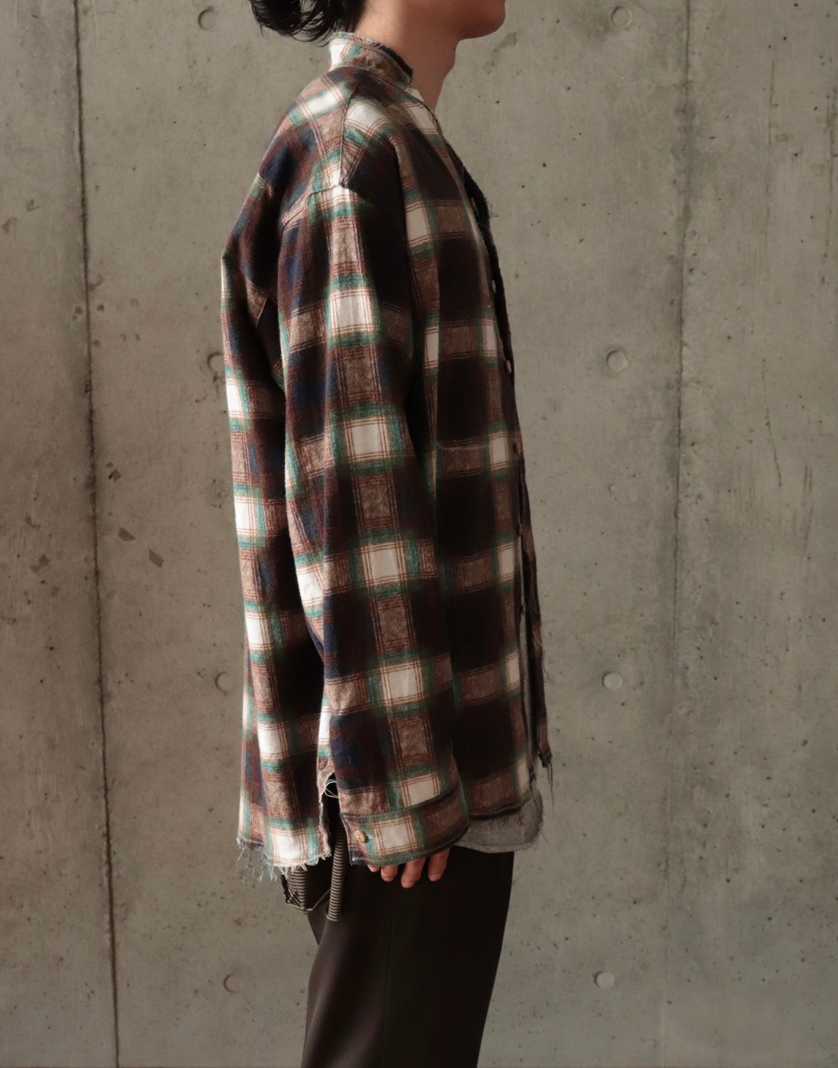 cut off collar work shirt