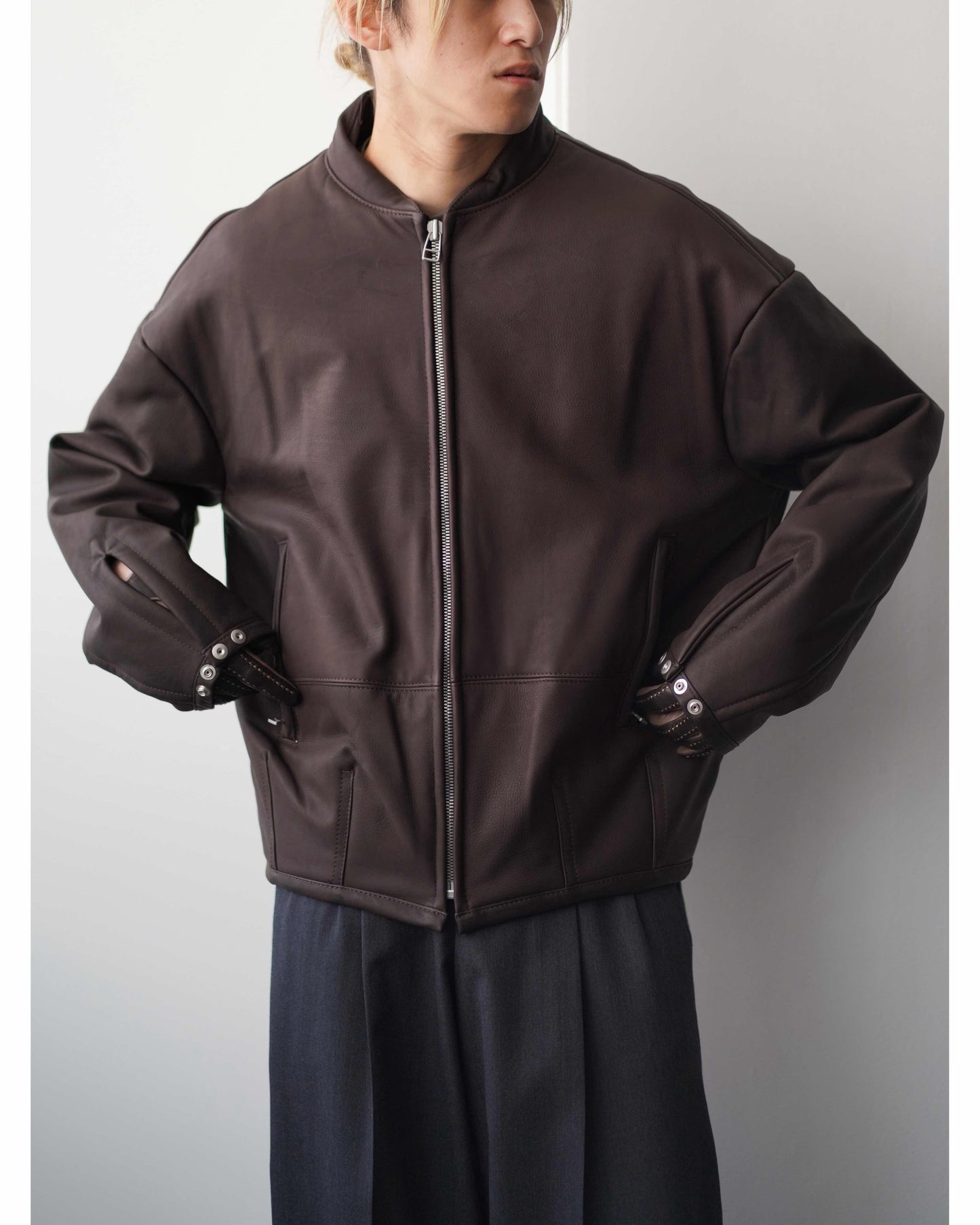 PADDED LEATHER BLOUSON