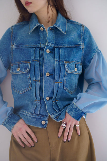 BALLOON SLEEVE DENIM JACKET TYPE 2 / REGULAR FIT(SHEER SLEEVE)