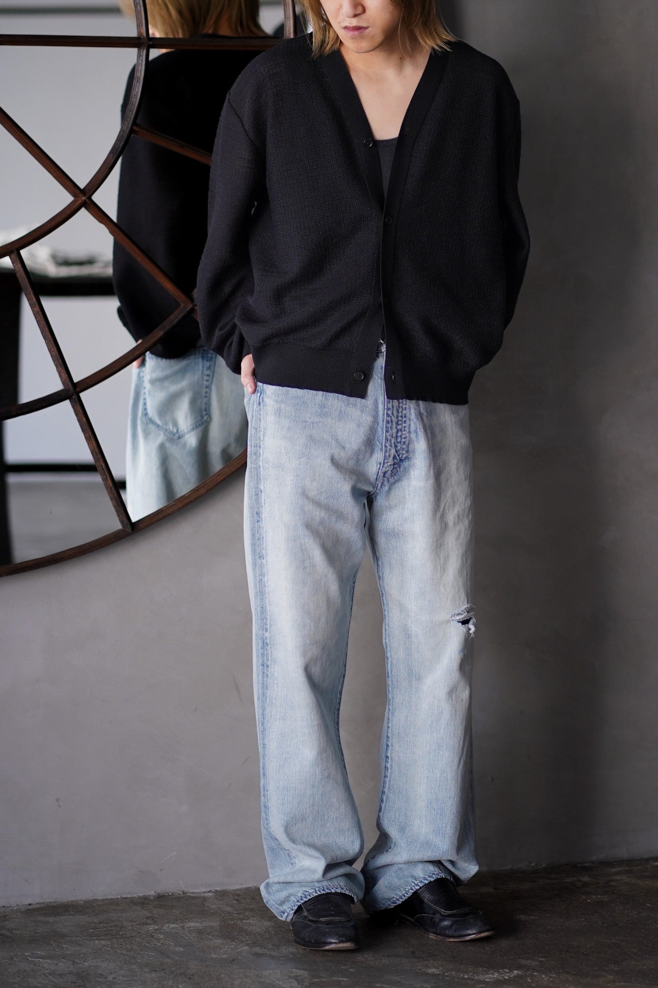 SLUB COTTON KNIT CARDIGAN