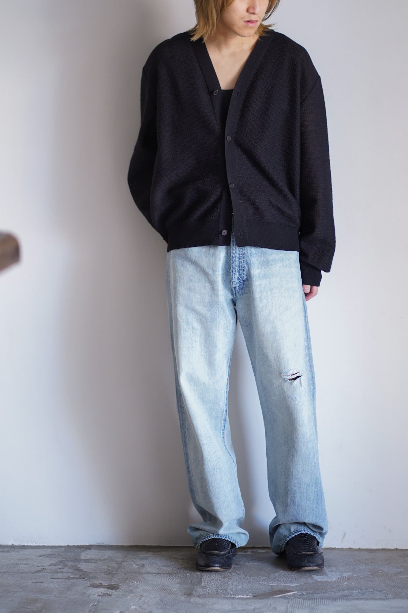 SLUB COTTON KNIT CARDIGAN