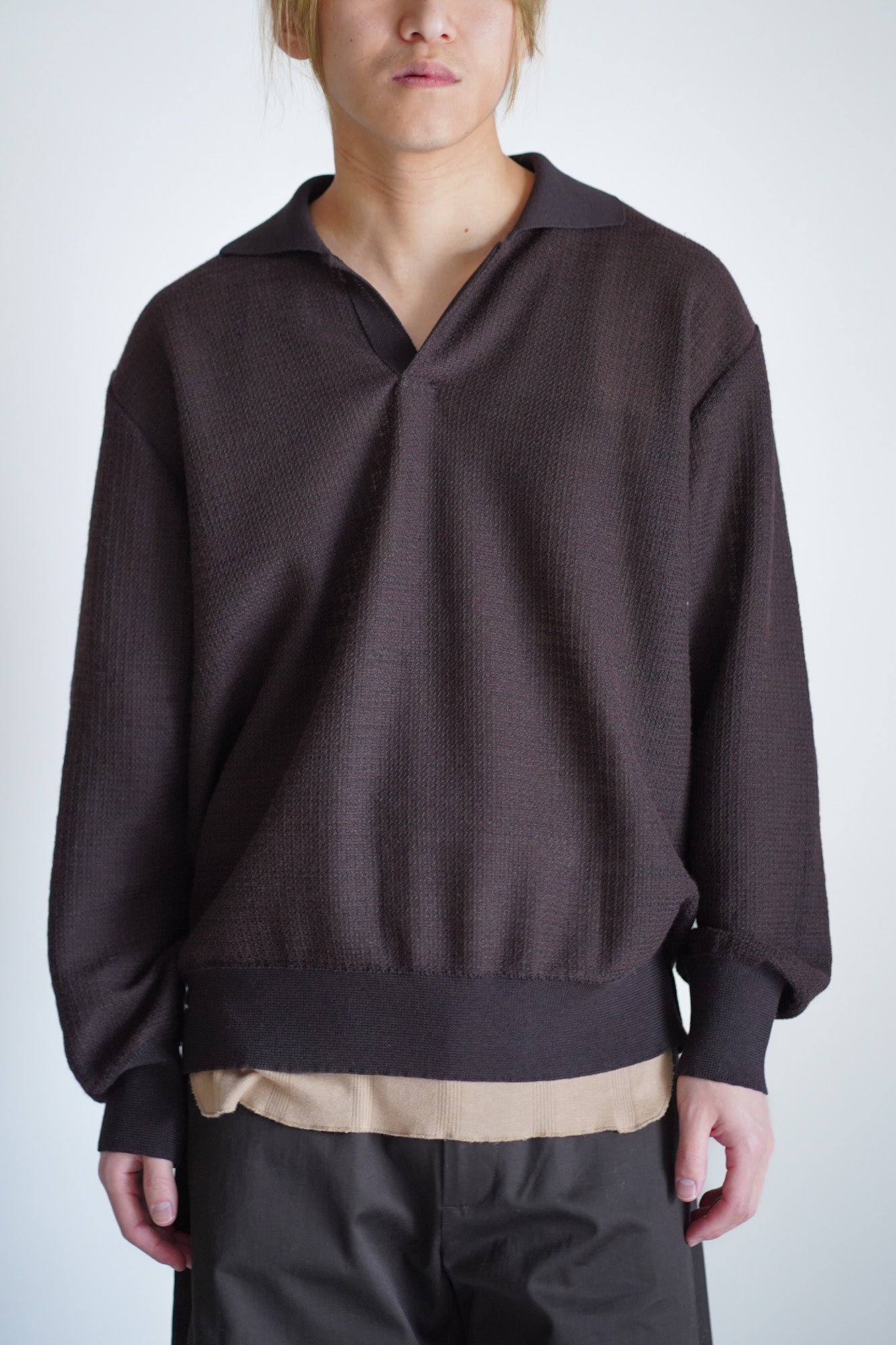 SLUB COTTON KNIT SKIPPER LS