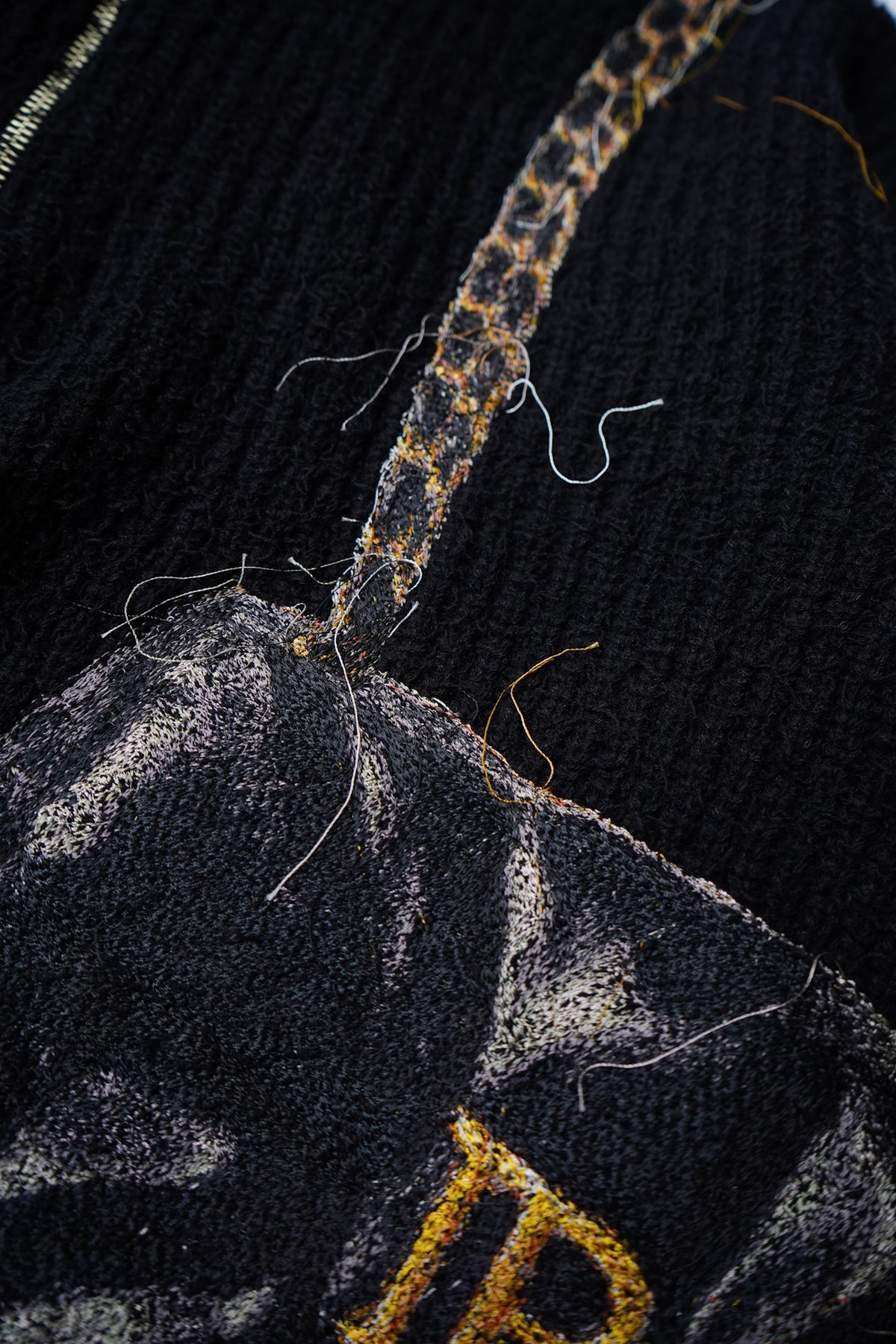 TROMPE L’OEIL EMBROIDERY HALF ZIP KNIT