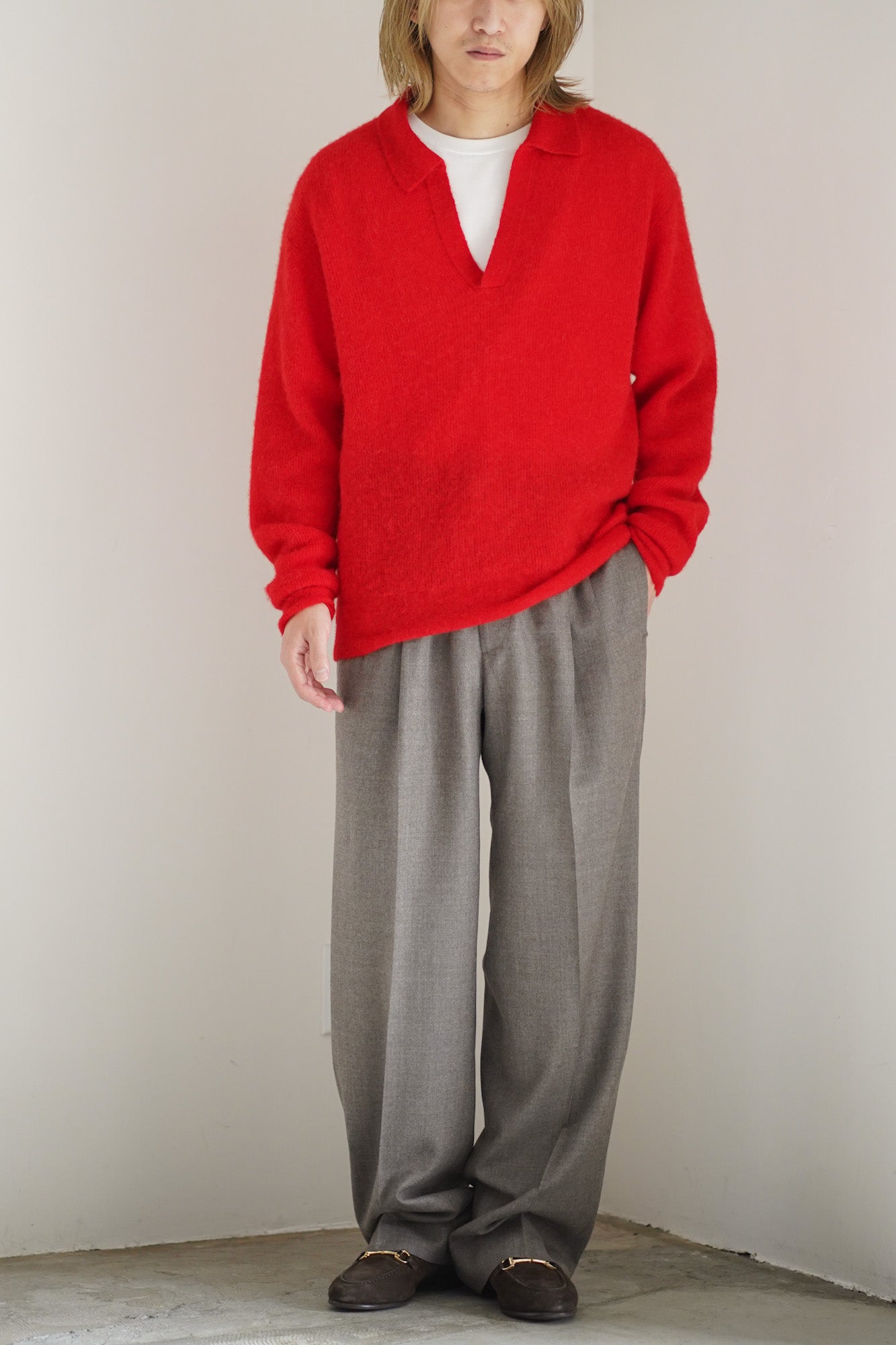 BABY SURI ALPACA SHEER KNIT SKIPPER POLO
