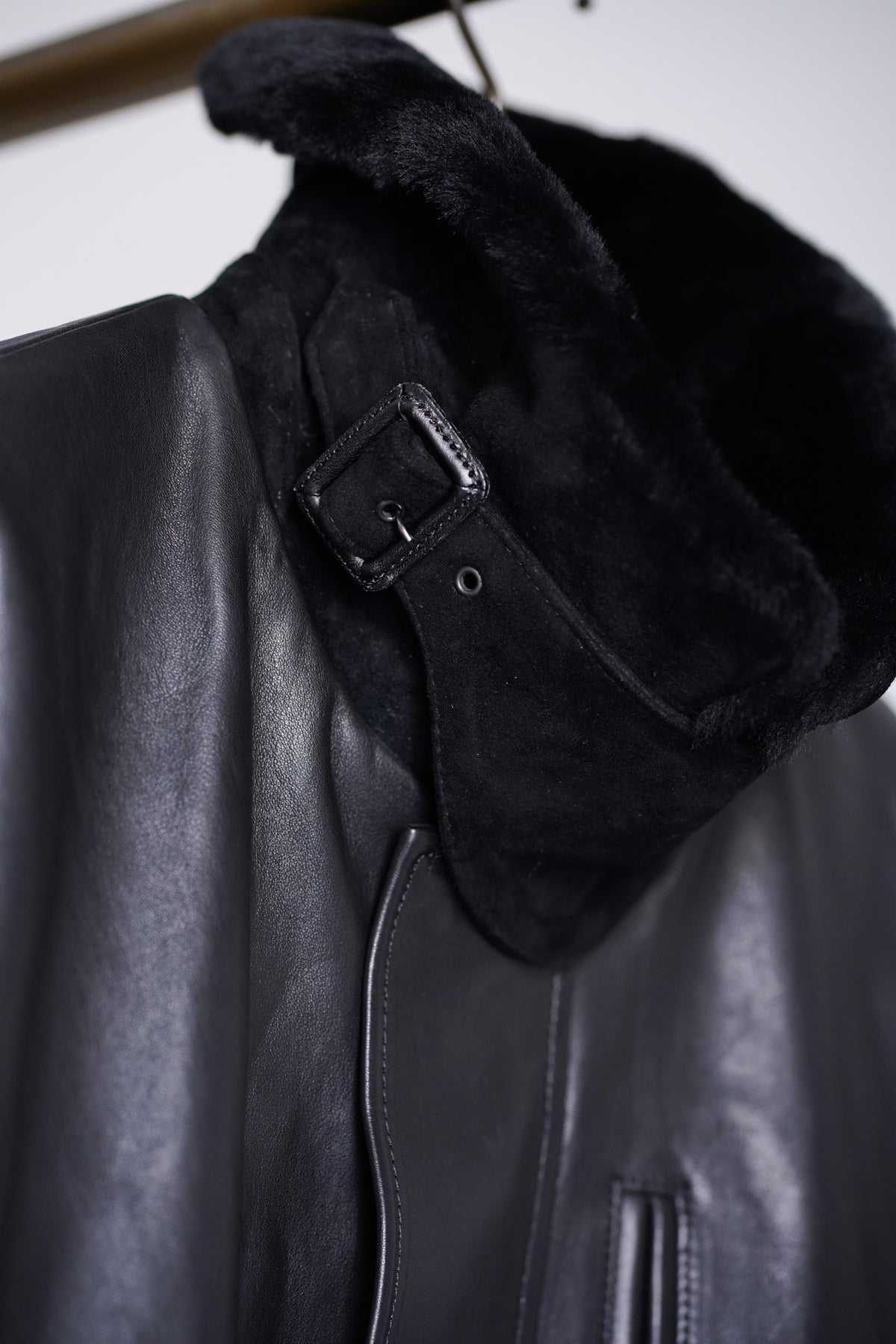MOUTON COLLAR CALF ZIP JACKET
