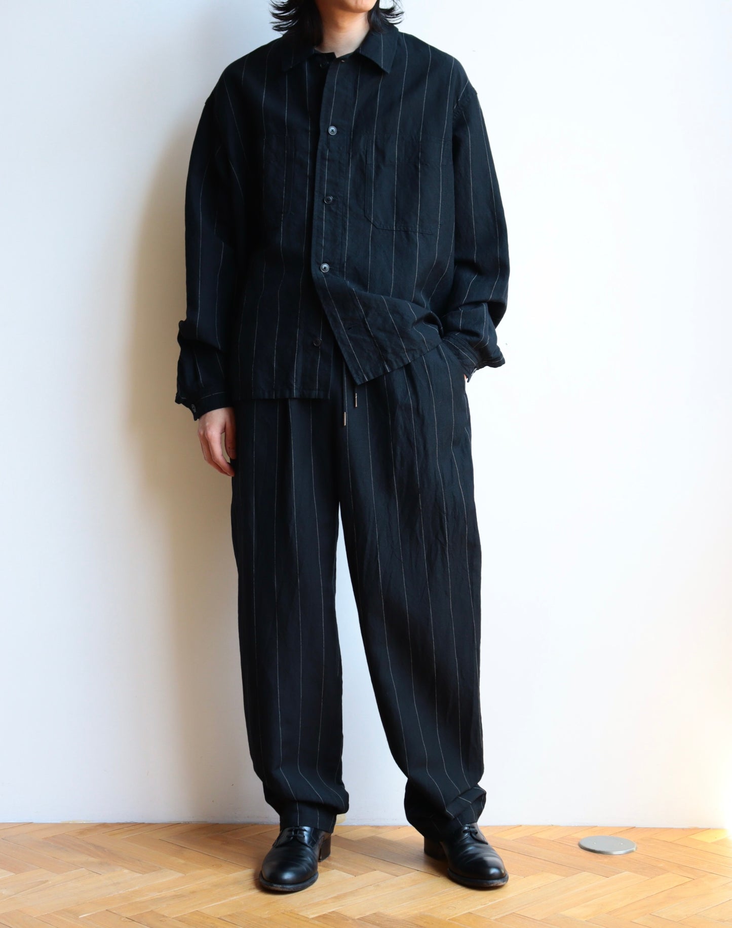 SHIRT132 Ian CPO LINEN STRIPE