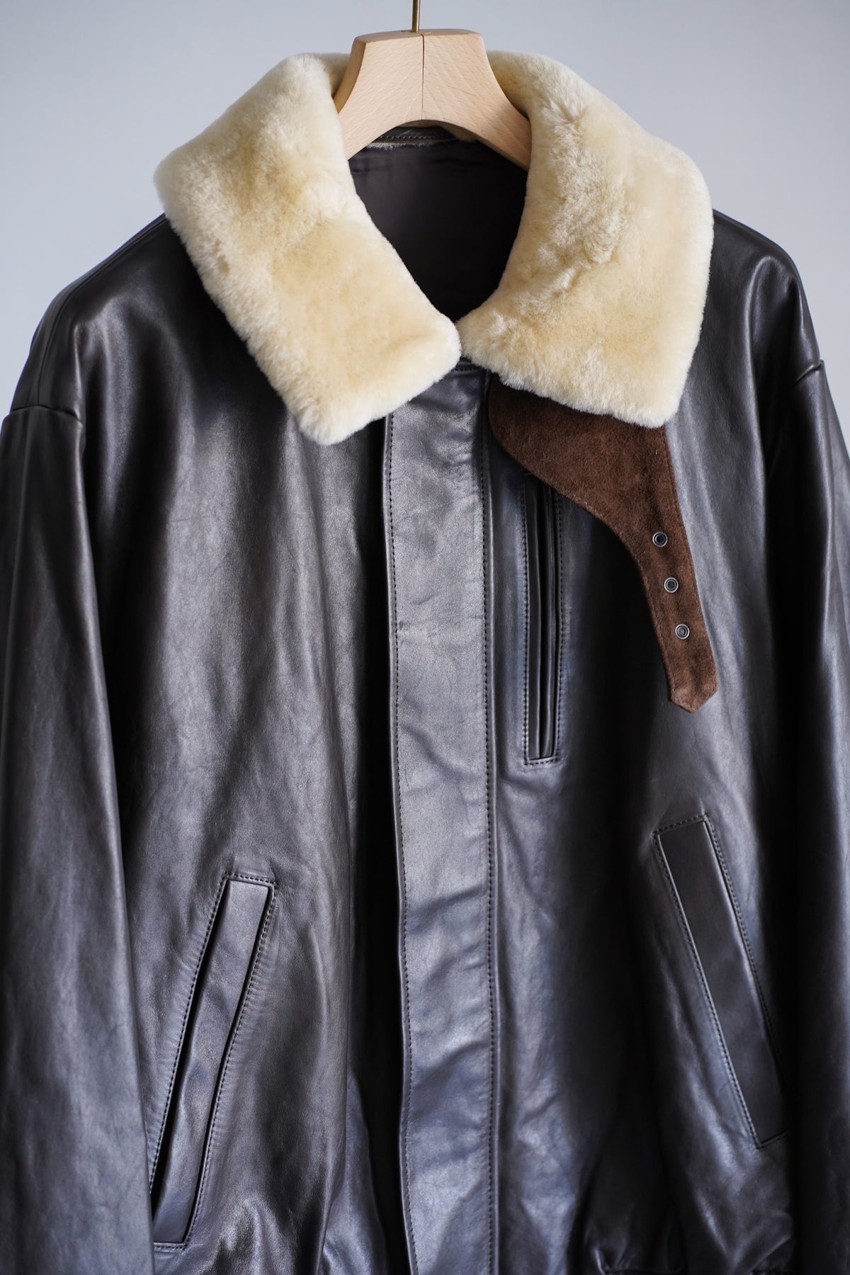 MOUTON COLLAR CALF ZIP JACKET