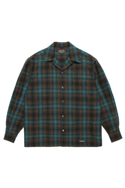 WOOL OMBRE CHECK OPEN COLLAR SHIRT L/S ( TYPE-1 )