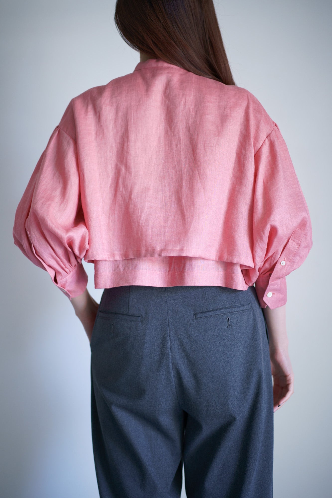 LINEN BALLOON SLEEVE BLOUSE