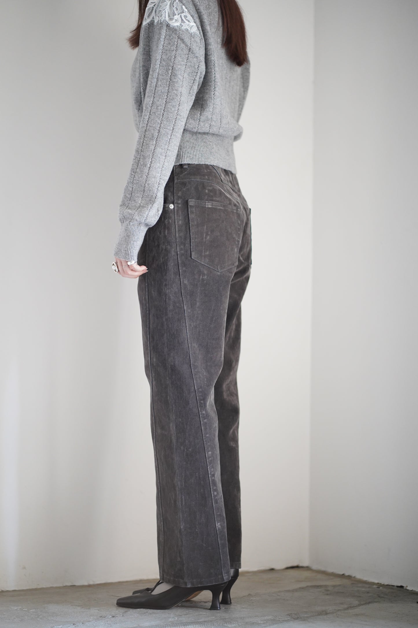 FLOCKED DENIM SLIM JEANS