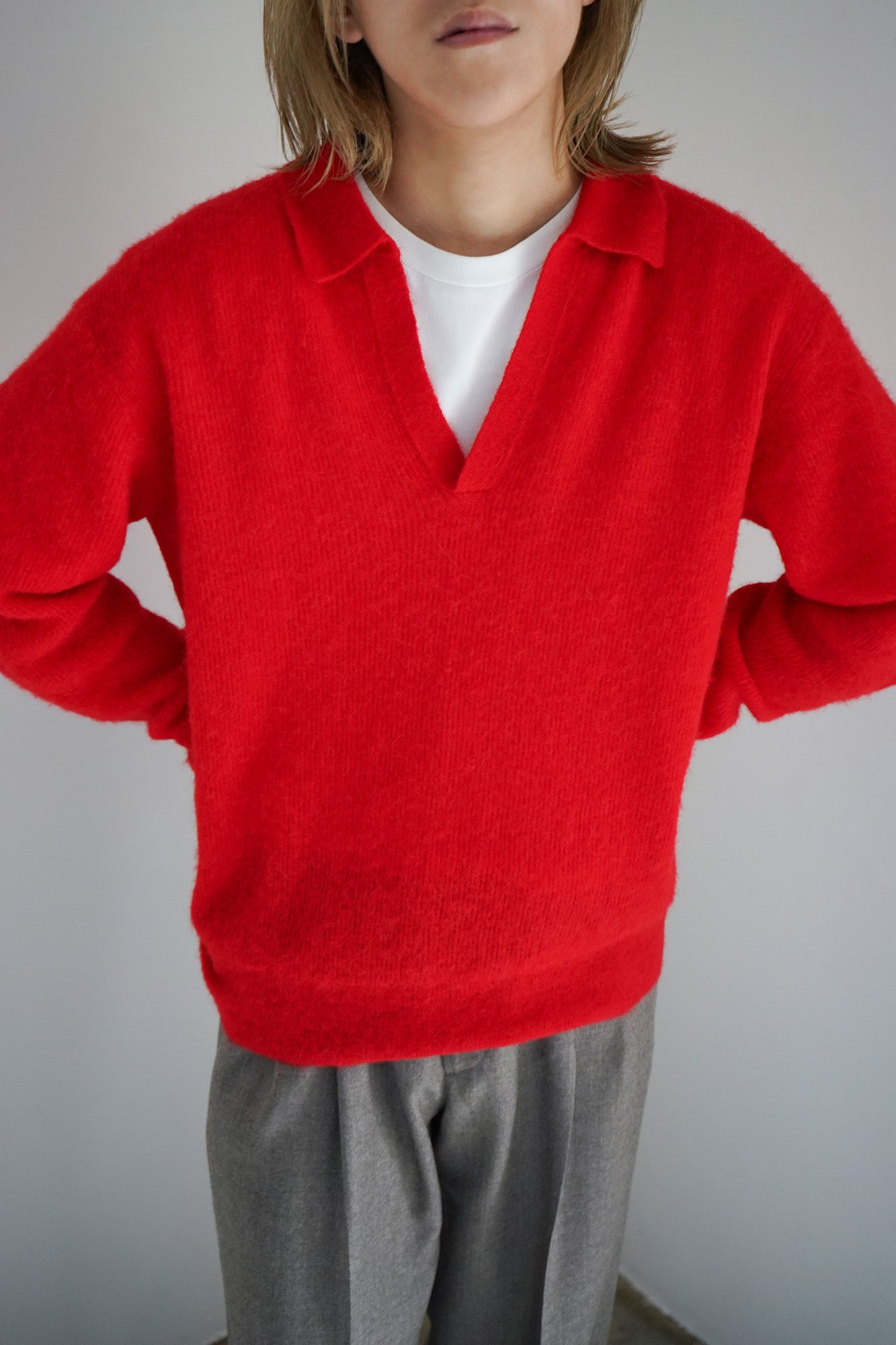 BABY SURI ALPACA SHEER KNIT SKIPPER POLO