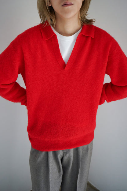 BABY SURI ALPACA SHEER KNIT SKIPPER POLO