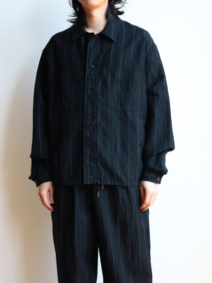 SHIRT132 Ian CPO LINEN STRIPE