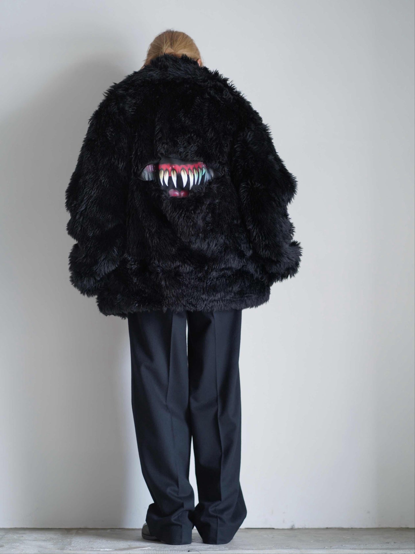 SINISTER MOUTH FAUX FUR JACKET