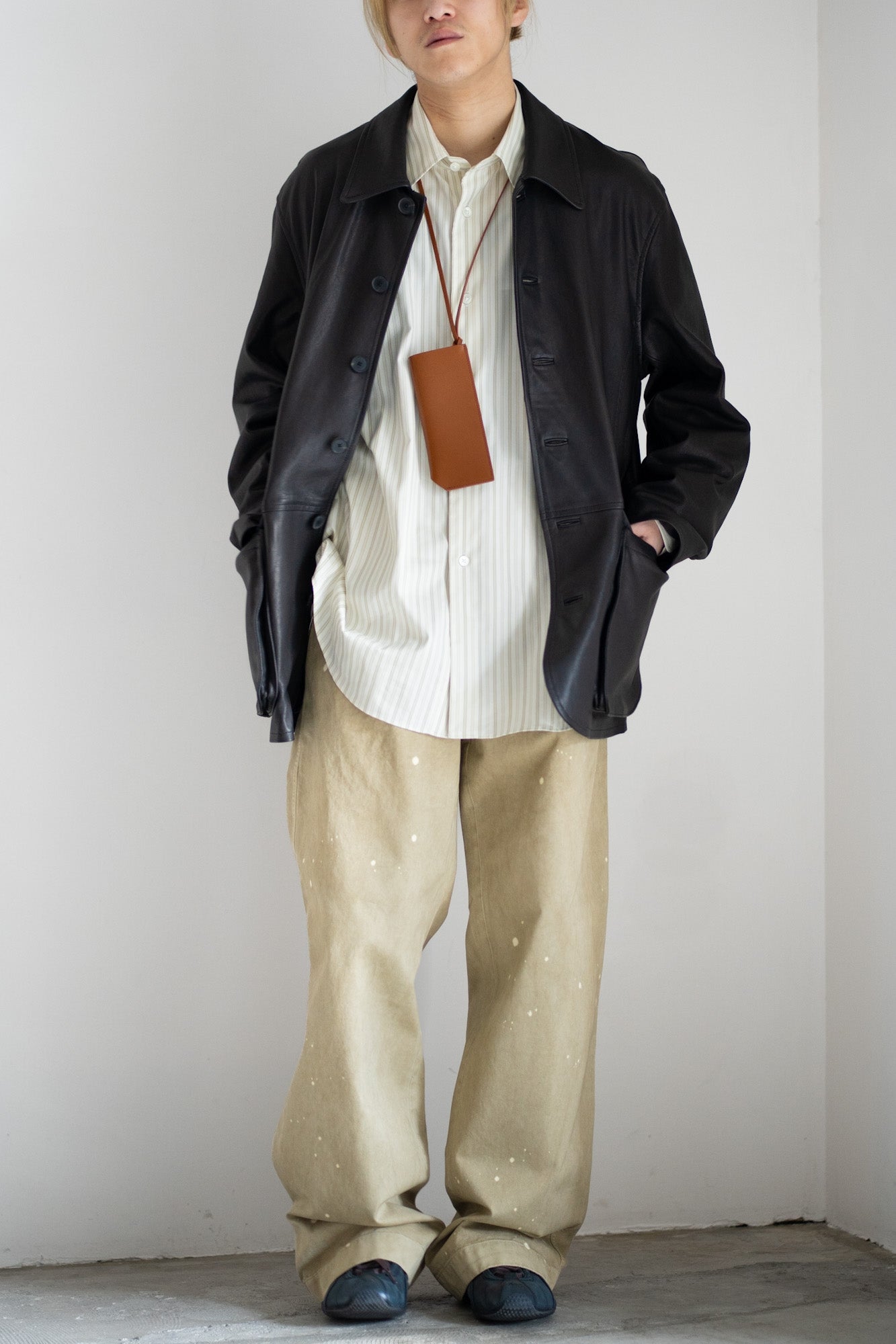 TEXTURED LAMB LEATHER BLOUSON