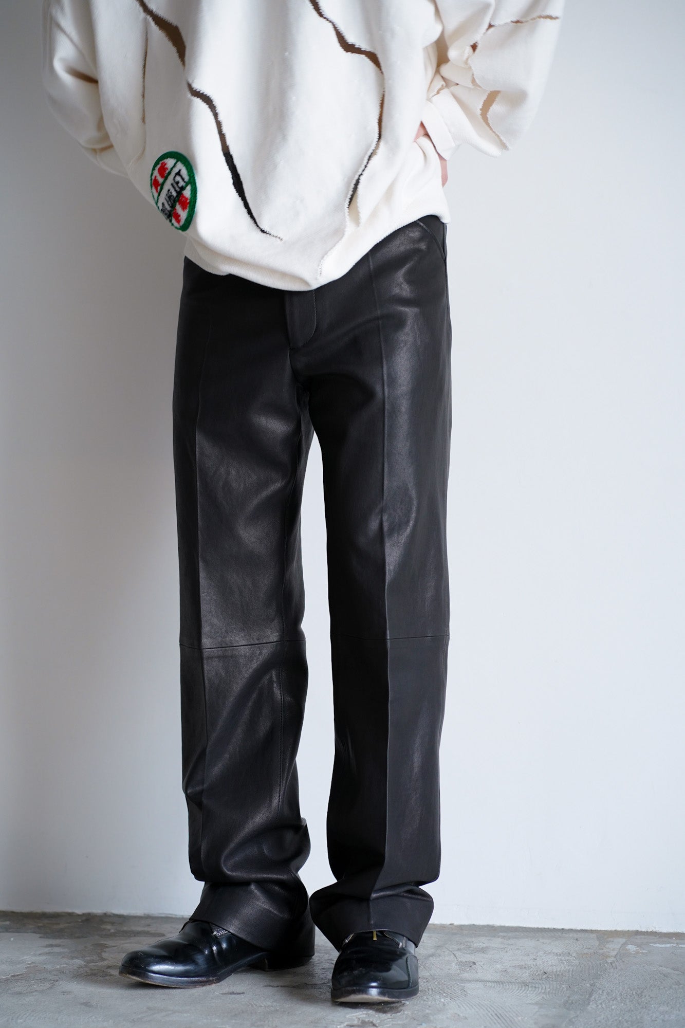 TEXTURED LAMB LEATHER PANTS