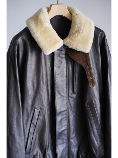 MOUTON COLLAR CALF ZIP JACKET