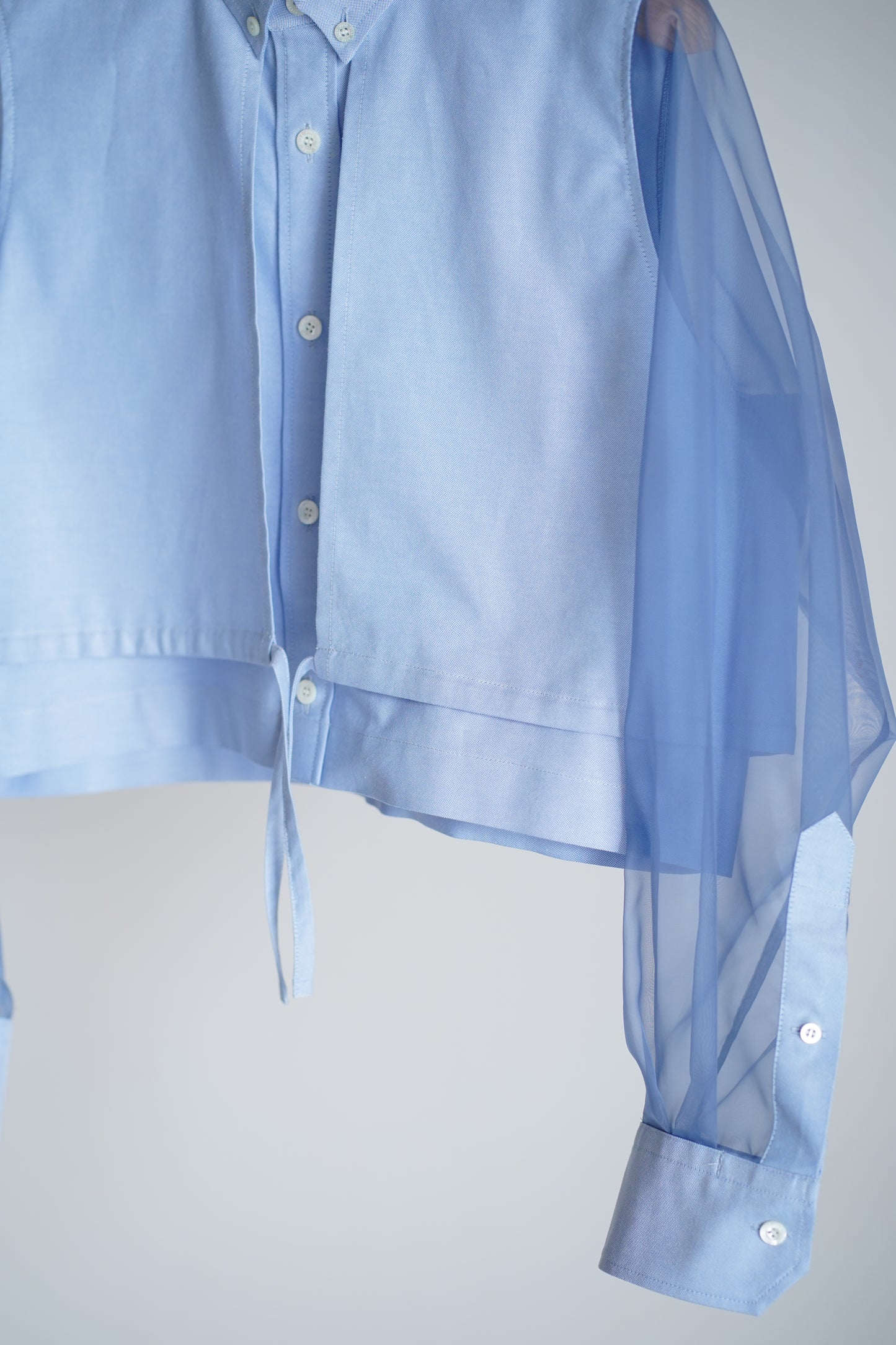 OXFORD SHEER SLEEVE SHIRT