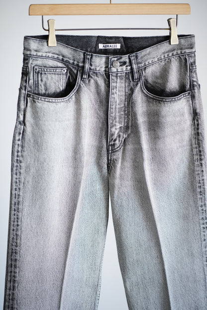FADED HEAVY DENIM CENTER-PLEATED PANTS
