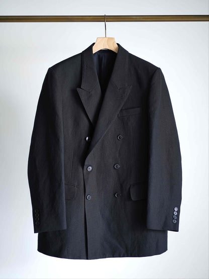 WOOL COTTON LINEN OX DOUBLE-BREASTED JACKET