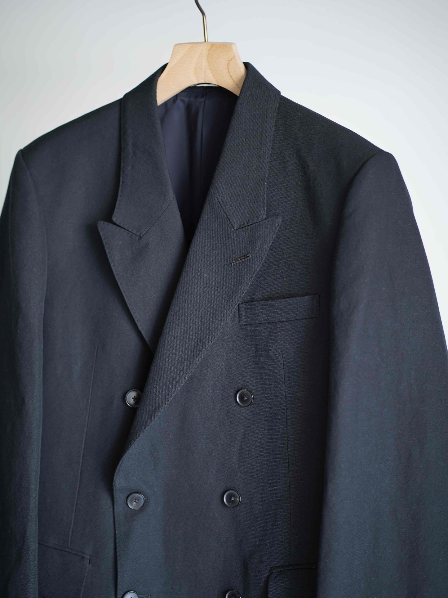WOOL COTTON LINEN OX DOUBLE-BREASTED JACKET