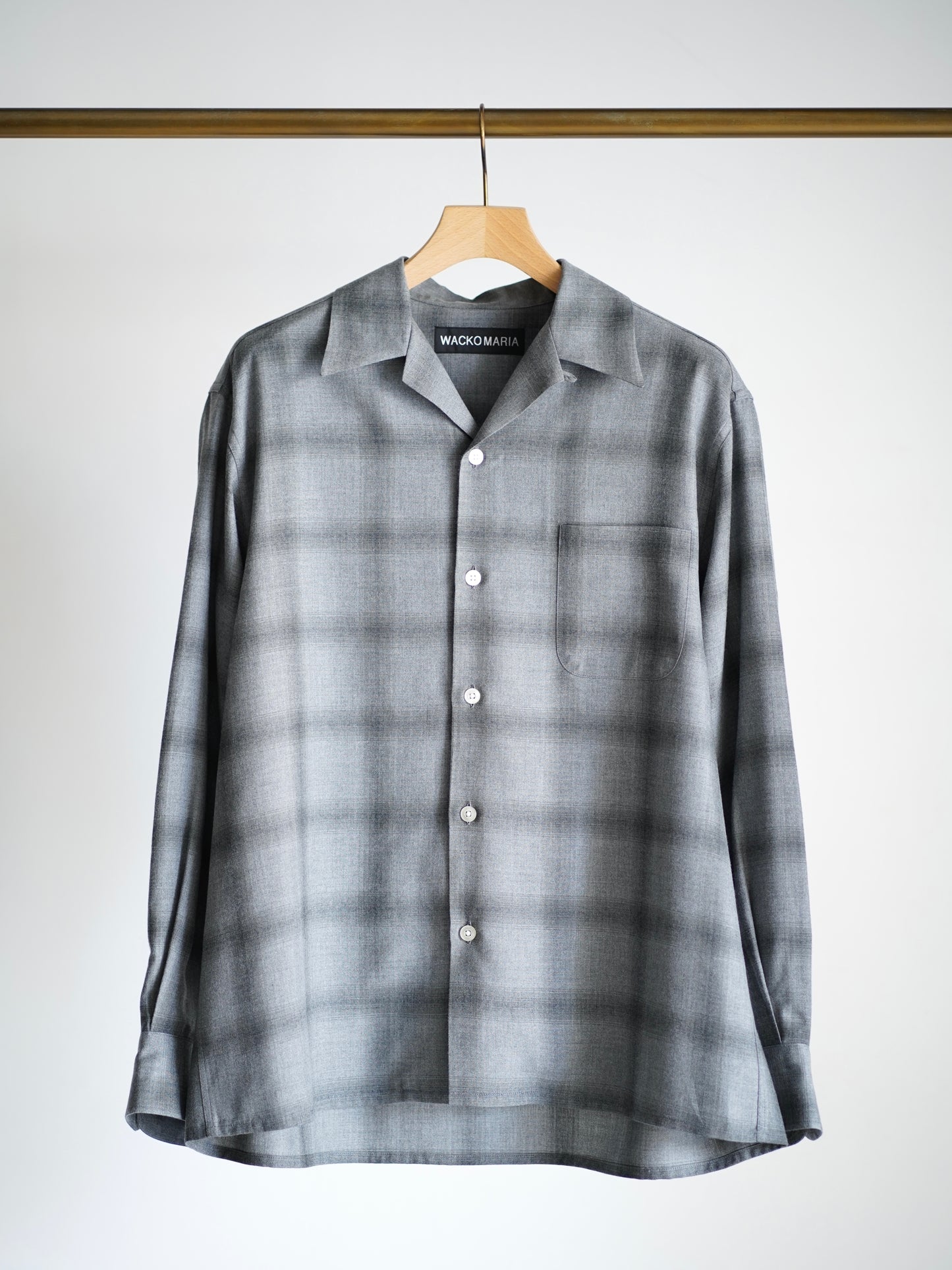 OMBRE CHECK OPEN COLLAR SHIRT L/S