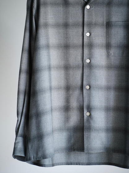 OMBRE CHECK OPEN COLLAR SHIRT L/S