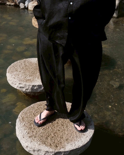 WRINKLED TWILL OVERSIZED PYJAMA PANTS