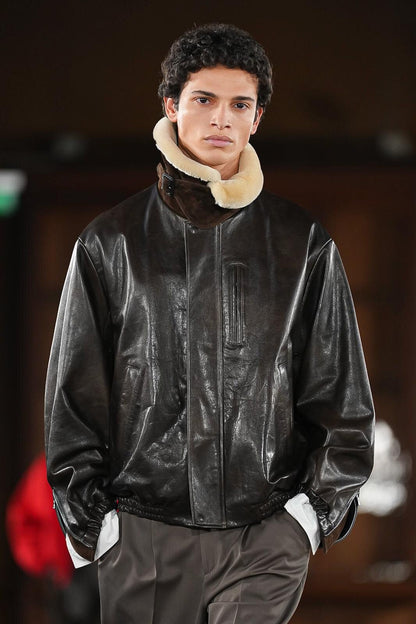 MOUTON COLLAR CALF ZIP JACKET