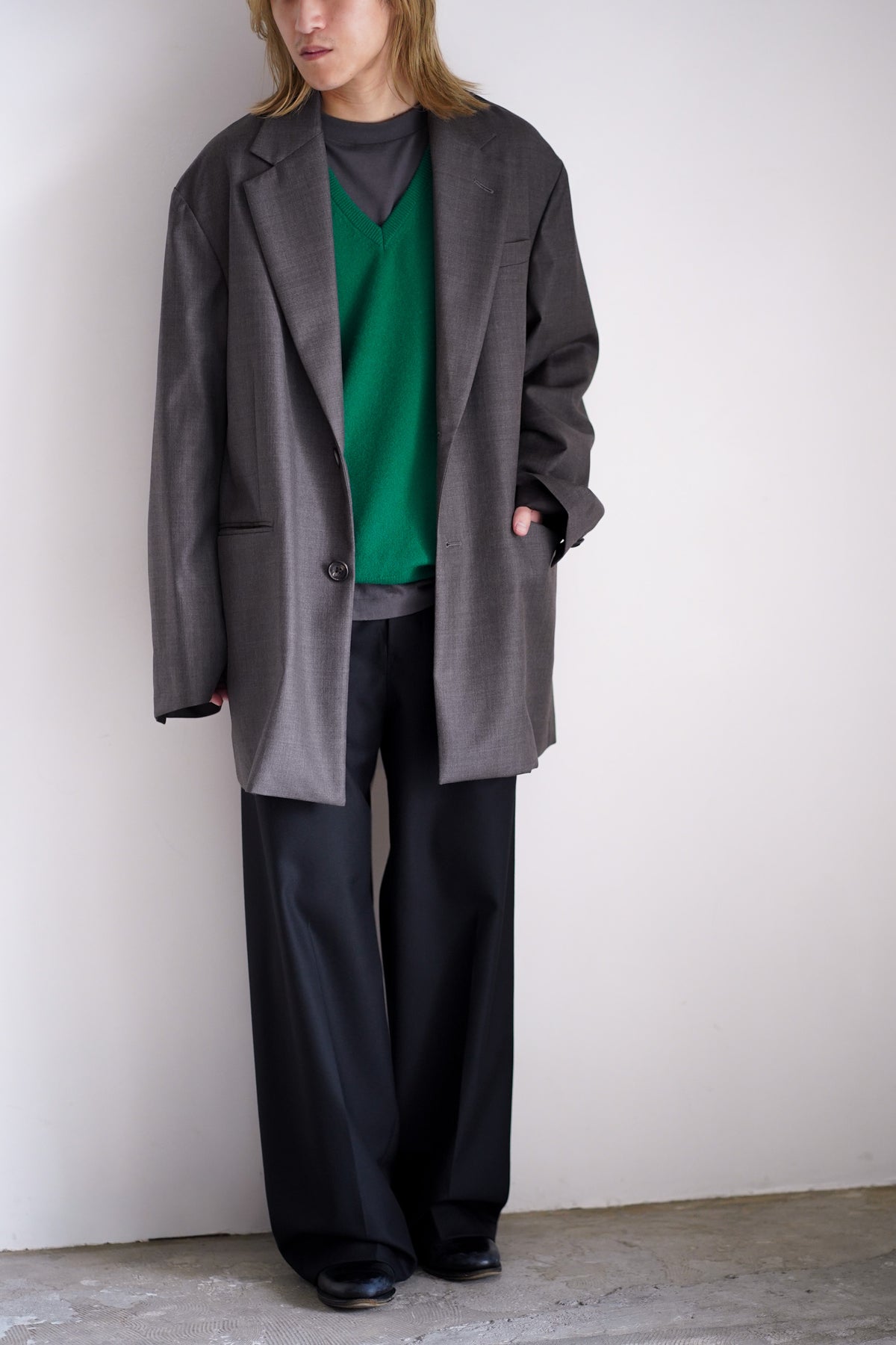 PURE CASHMERE KNIT V NECK LS