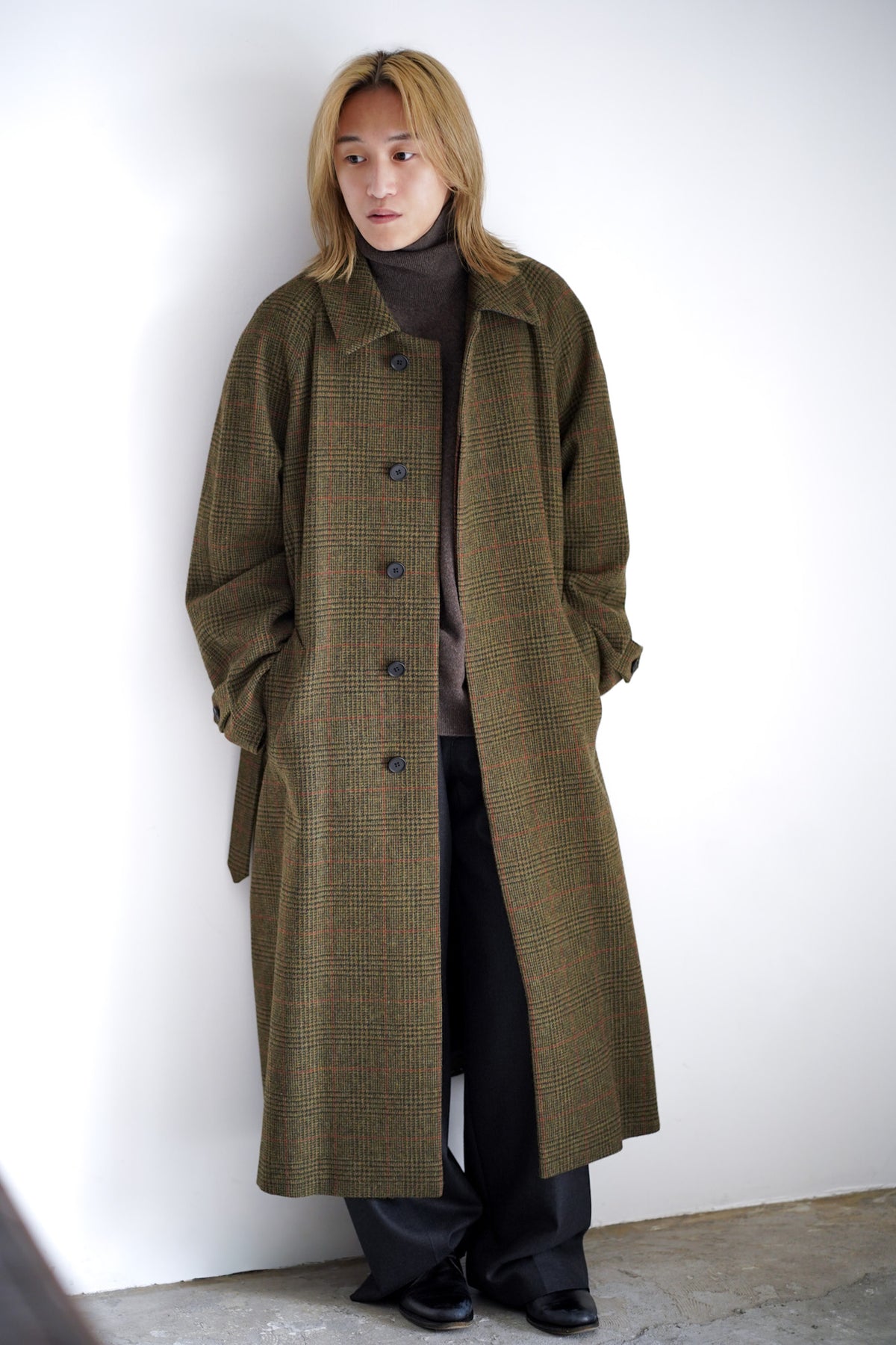BRITISH TWEED RAGLAN SLEEVE BALMACAAN COAT